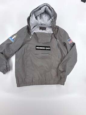Members Only Space Suit Pullover Jacket Size L Silver Reflective